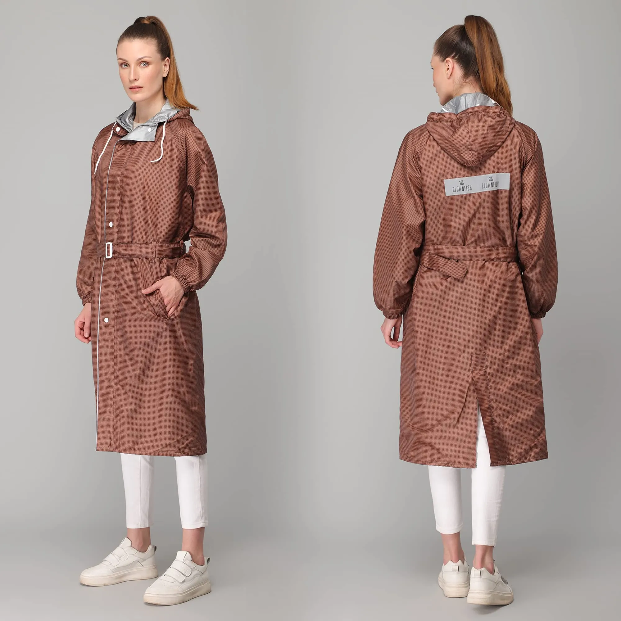 The Clownfish by STRAUSS Raincoats for Women Waterproof Reversible Double Layer. Brilliant Pro Series (Brown, X-Large)