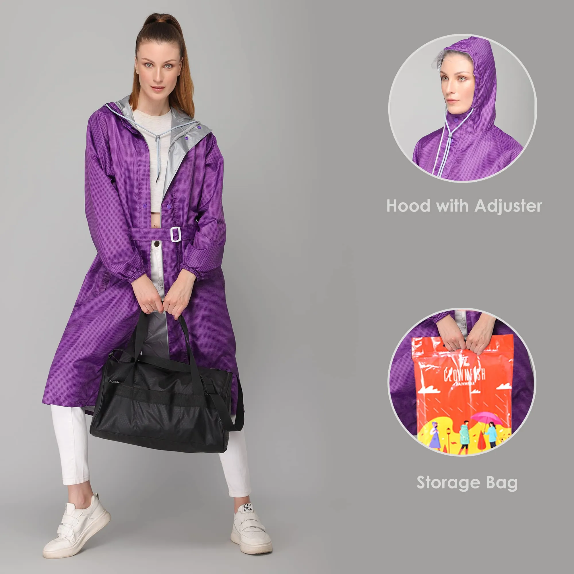 The Clownfish by STRAUSS Raincoats for Women Waterproof Reversible Double Layer. Brilliant Pro Series (Purple, XX-Large)