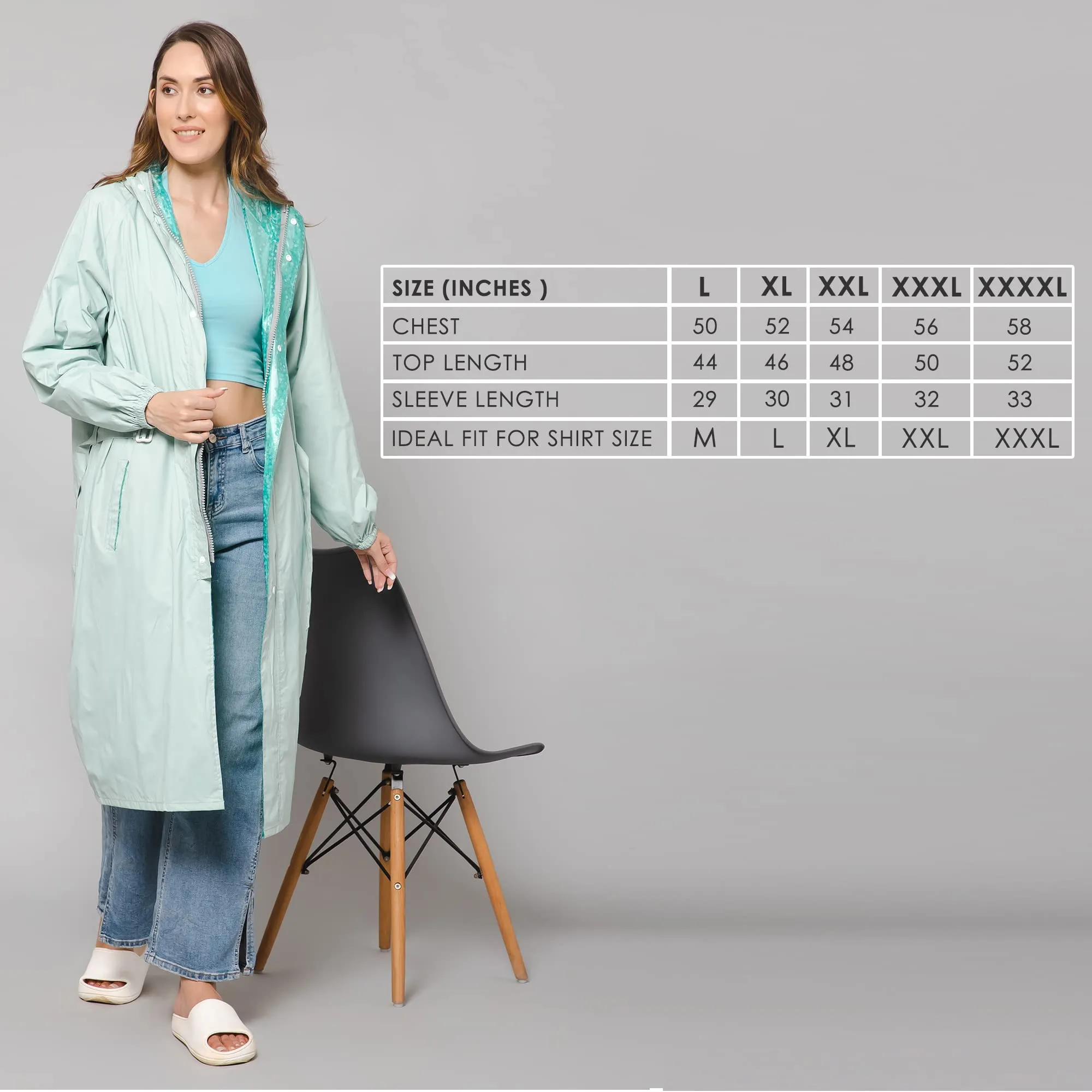 THE CLOWNFISH Polyester Raincoats For Women Rain Coat For Women Longcoat Raincoat For Ladies Waterproof Reversible Double Layer. Aquashield Series (Pista Green, Xxx-Large)