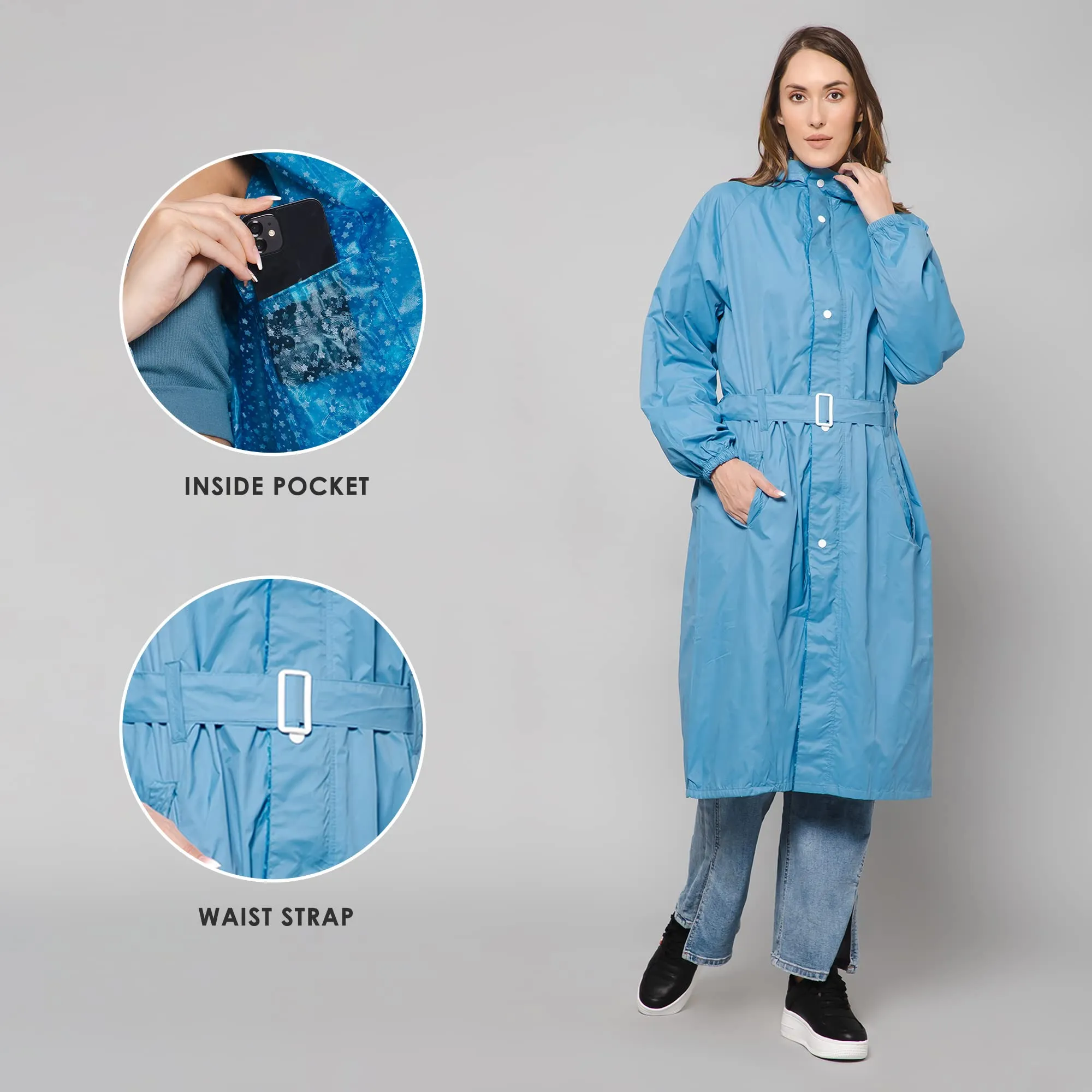 THE CLOWNFISH Raincoats for Women Rain Coat for Women Longcoat Raincoat for Ladies Waterproof Reversible Double Layer. Aquashield Series (Baby Pink, XXXX-Large)