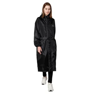 THE CLOWNFISH Raincoats for Women Raincoat for Ladies Waterproof Reversible Double Layer. Drizzle Diva Series (Black, Large)