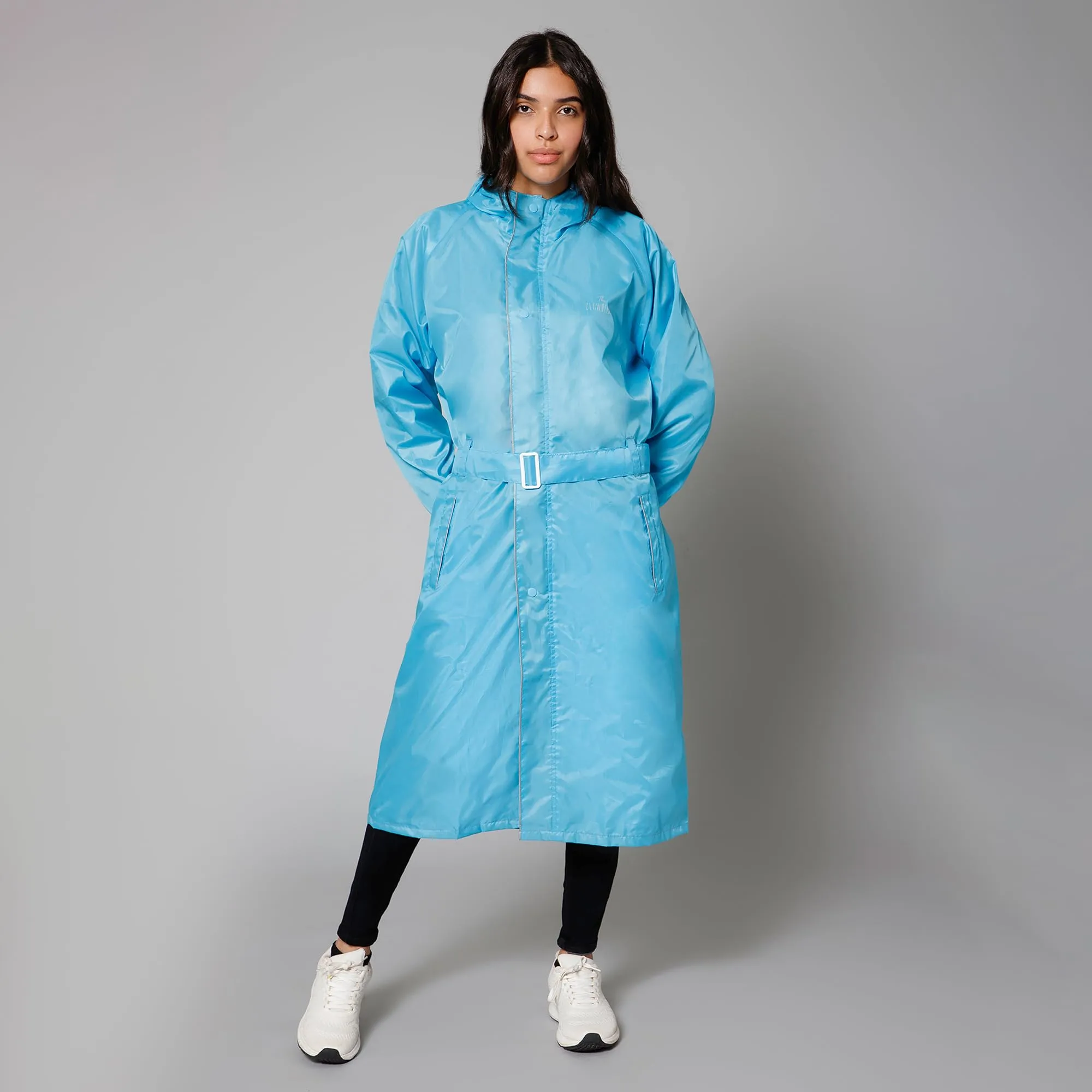 THE CLOWNFISH Raincoats for Women Raincoat for Ladies Waterproof Reversible Double Layer. Drizzle Diva Series (Turquiose Blue, XX-Large)