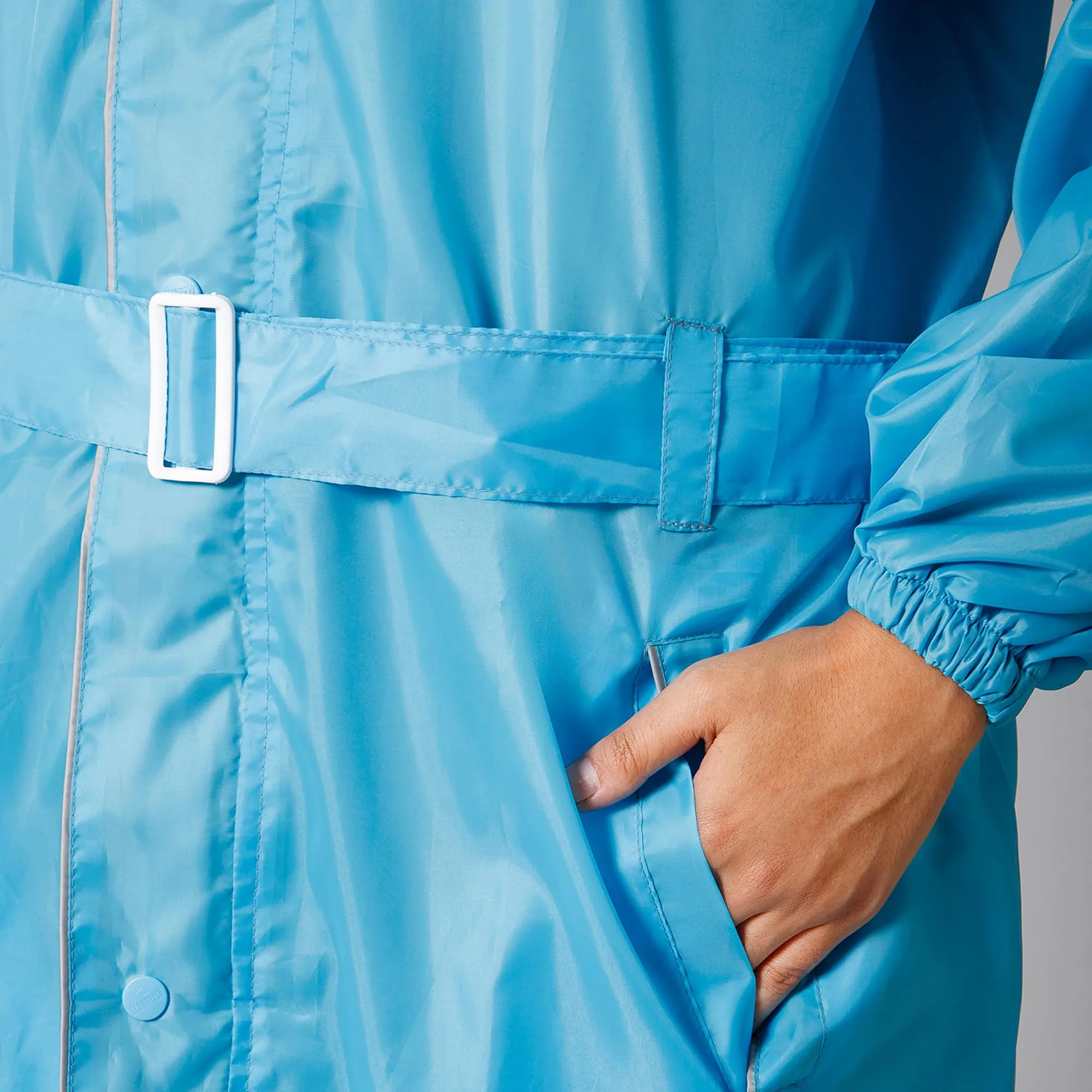 THE CLOWNFISH Raincoats for Women Raincoat for Ladies Waterproof Reversible Double Layer. Drizzle Diva Series (Turquiose Blue, XX-Large)