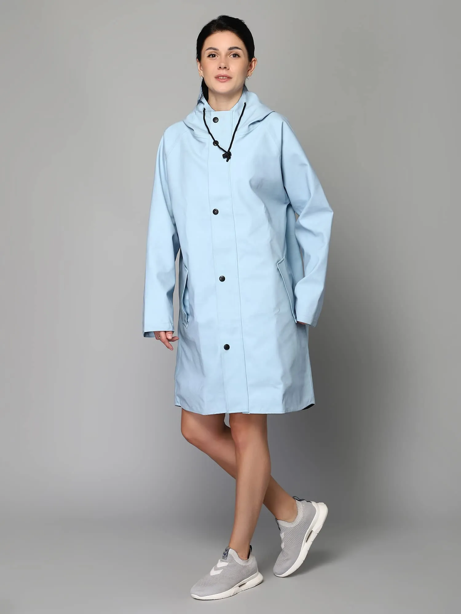 THE CLOWNFISH Raincoats/Longcoat for Women Rain Coat for Women Raincoat for Ladies Waterproof Reversible PVC Double Layer. Tiara Series (Sky Blue, Large)