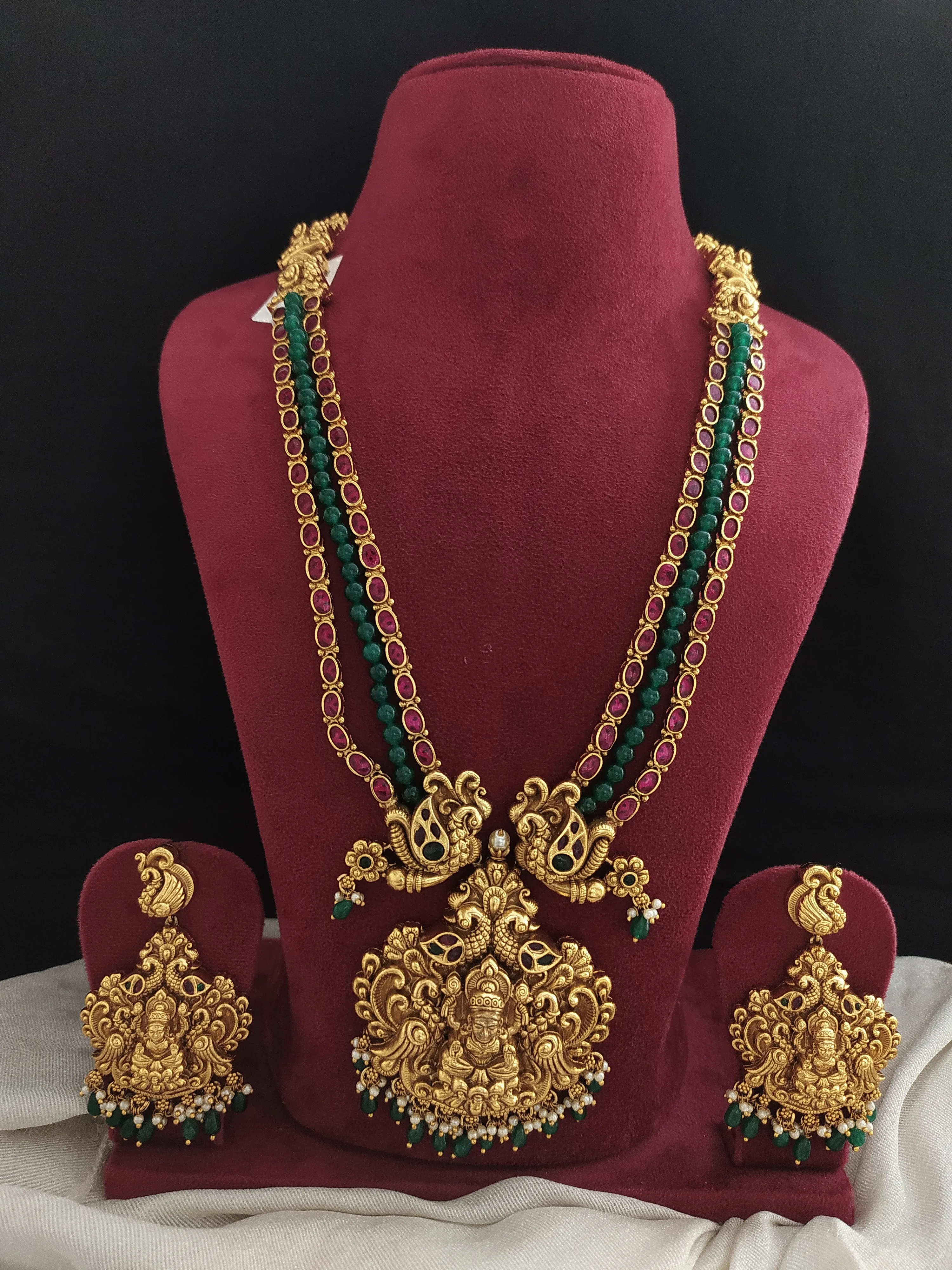 Traditional Antique Nagas Beaded Lakshmi Long Haram Set