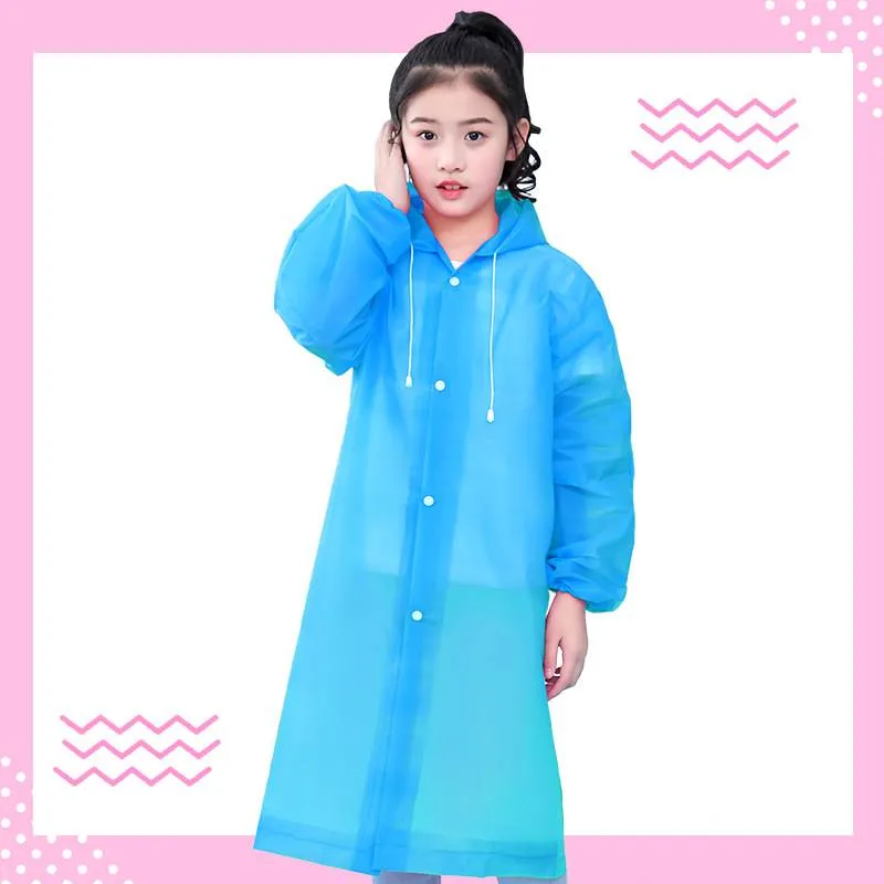 Transparent, portable and backpackable girl's poncho Raincoat Kids Jacket