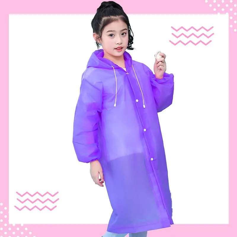 Transparent, portable and backpackable girl's poncho Raincoat Kids Jacket