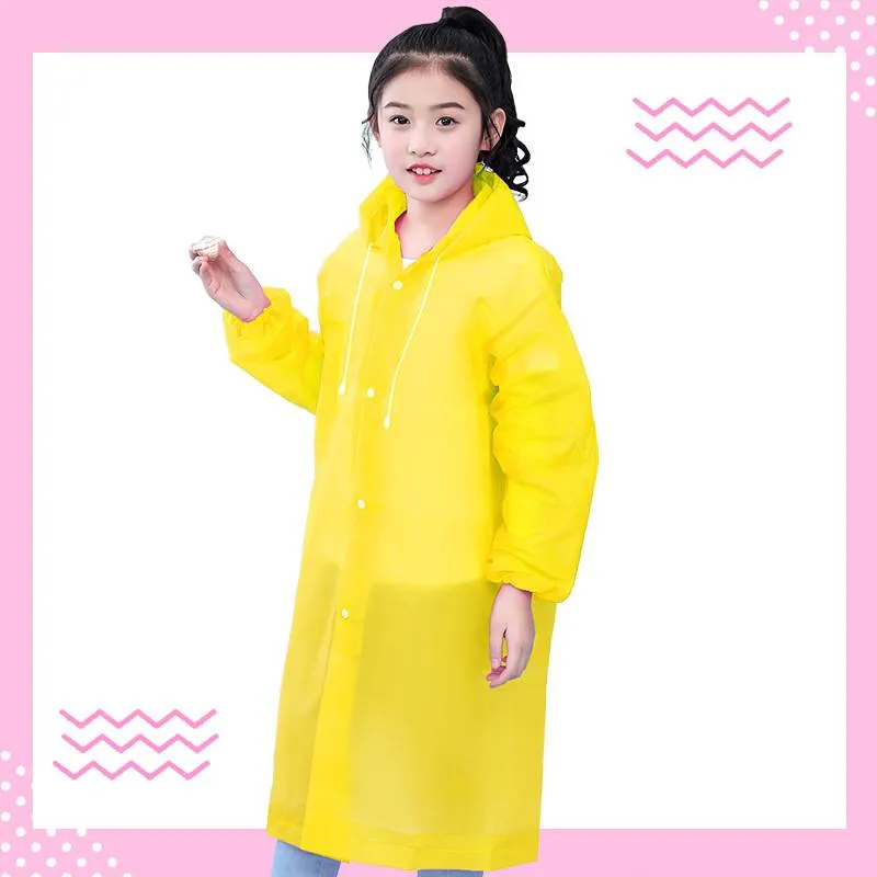 Transparent, portable and backpackable girl's poncho Raincoat Kids Jacket