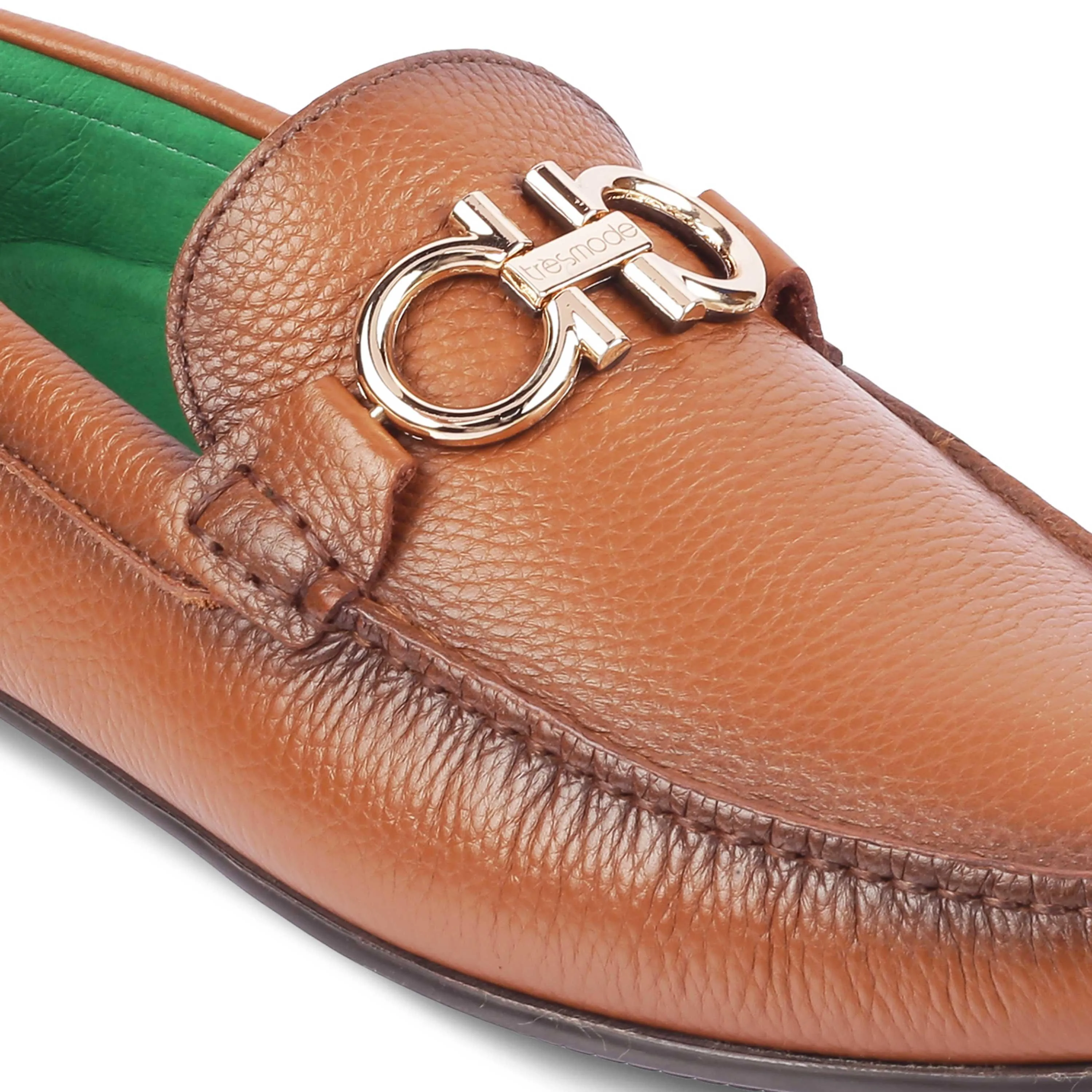 Tresmode Stpierre Camel Men's Leather Driving Loafers