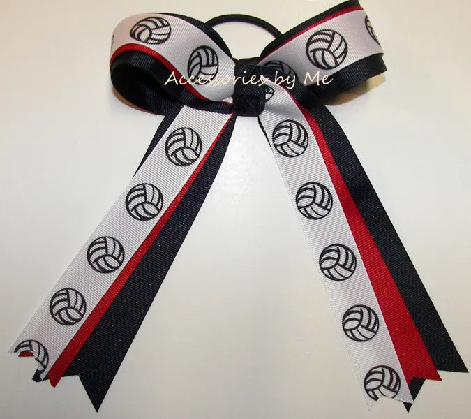 Volleyball Red Navy Blue Ponytail Bow