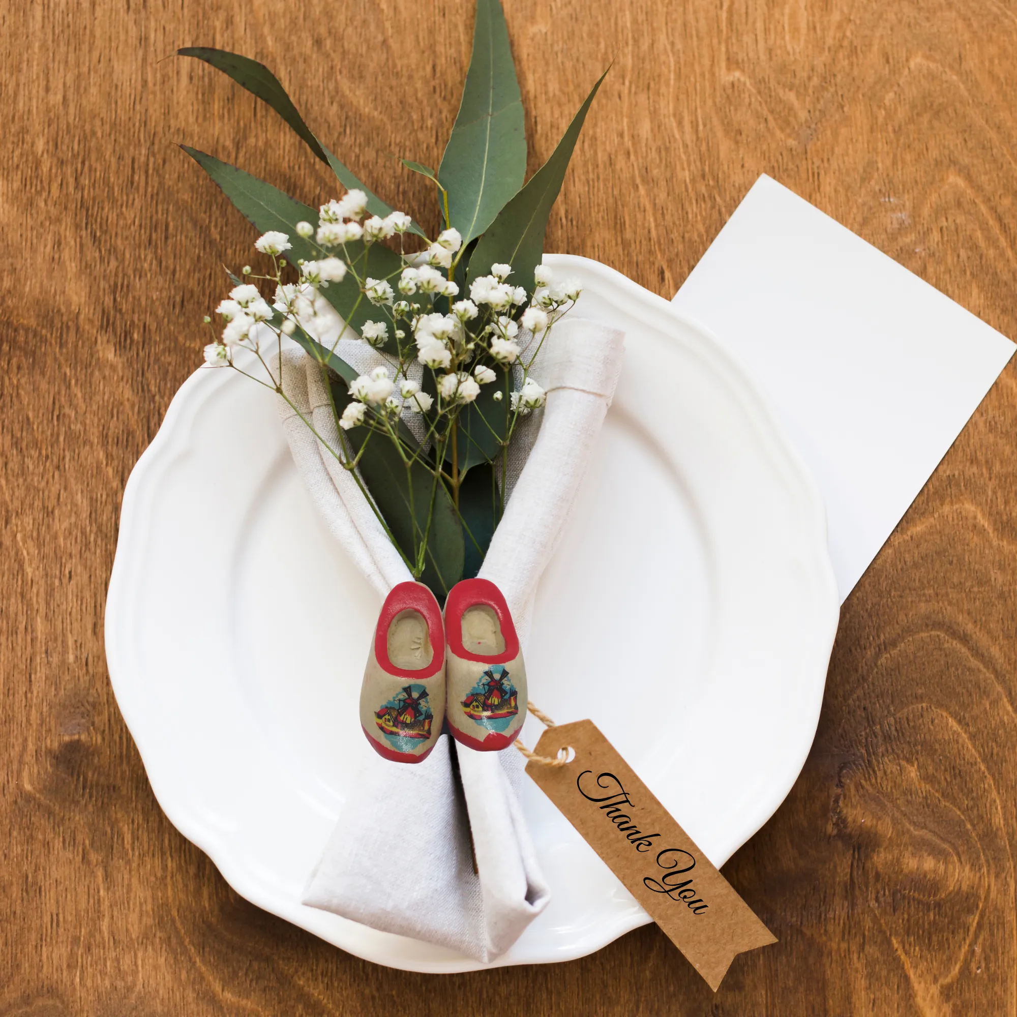 Wooden Shoes with Red Trim Magnetic Gift